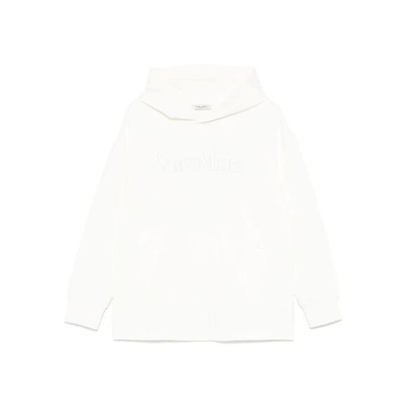 S MAX MARA Women's Embossed Logo Hoodie Women WHITE Sweaters & Knitwear